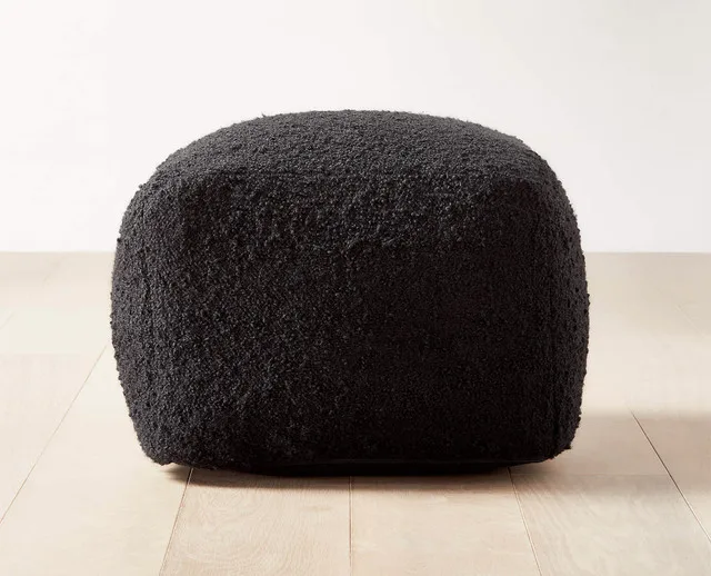 CB2 Black Boucle Pouf - LIKE NEW thumbnail