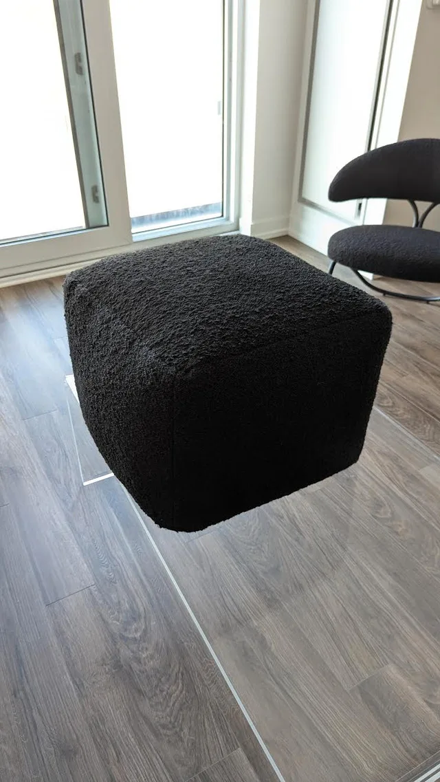 CB2 Black Boucle Pouf - LIKE NEW image indicator(2)