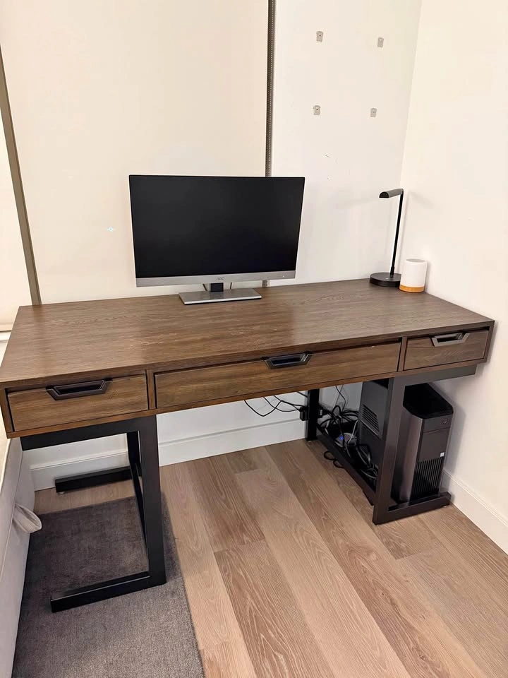 Modern Wood and Metal Desk with Drawers