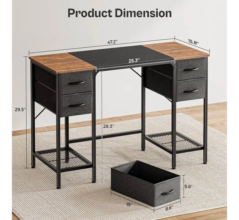 White Computer Desk with 4 Fabric Drawers - photo 2