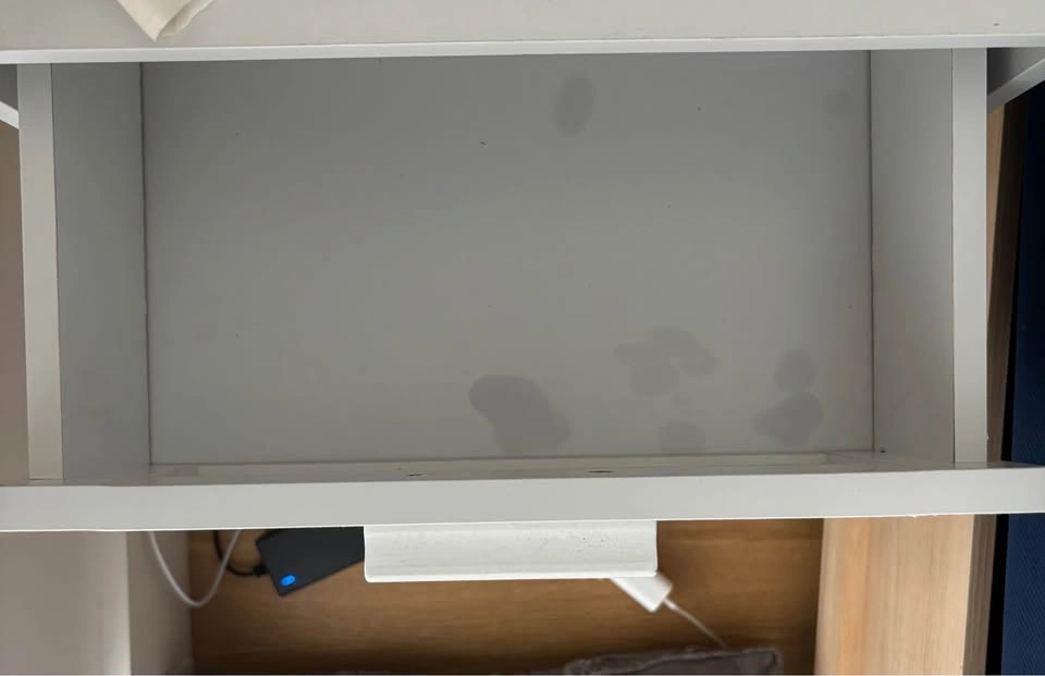 White Mid-Century Modern Nightstand with Rattan Drawer - photo 2