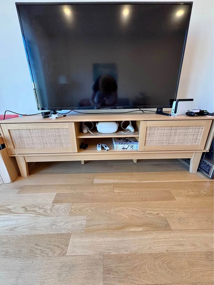 Mid-Century Modern Rattan TV Stand