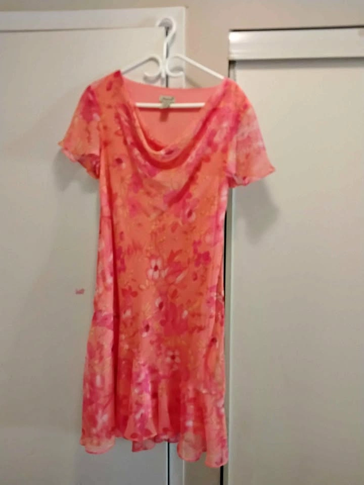 Coral & pink Floral Midi dress $16