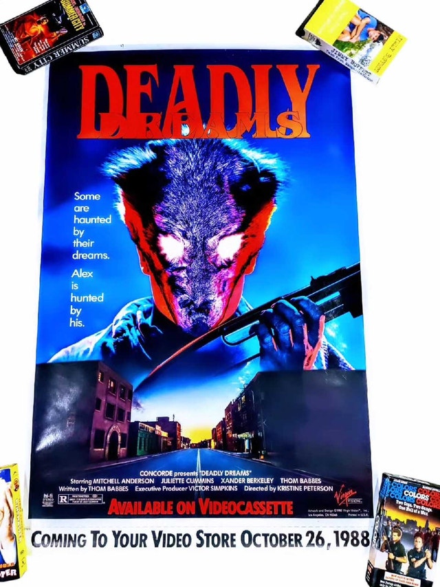 Vintage 1988 Deadly Dreams Original Video Store Promo Poster