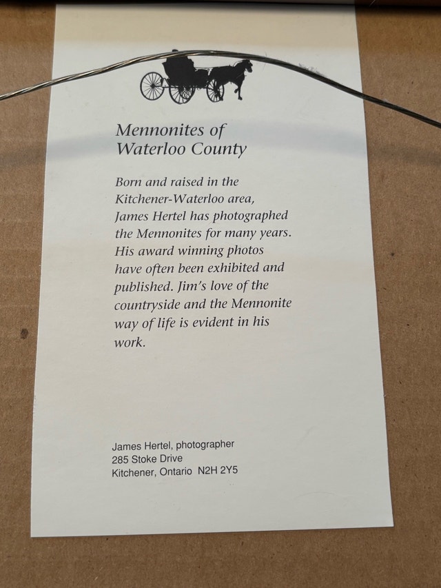 James Hertel Framed Photo Mennonites of Waterloo County - photo 3