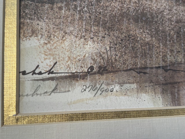 Signed Framed Covered Bridge Horse & Buggy Print - photo 3