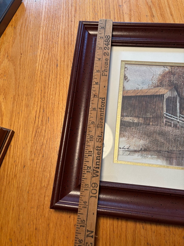 Signed Framed Covered Bridge Horse & Buggy Print - photo 5