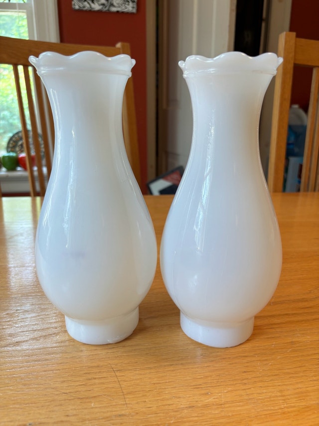 Pair of Milk Glass Hurricane Shades - photo 3