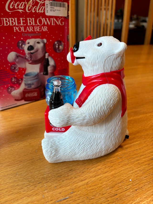 1996 Coca-Cola Bubble Blowing Polar Bear w Box- works! - photo 4