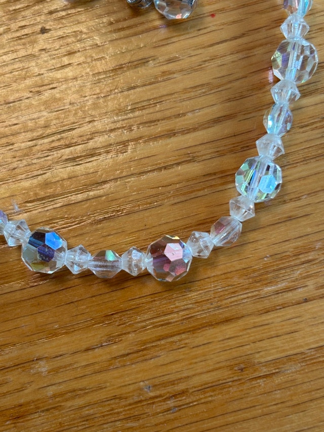 Vintage Aurora Borealis Necklace Earrings Clip-On Crystal - photo 2