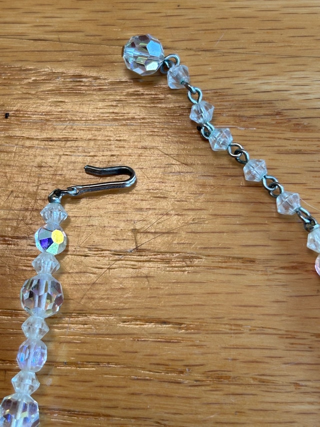 Vintage Aurora Borealis Necklace Earrings Clip-On Crystal - photo 3