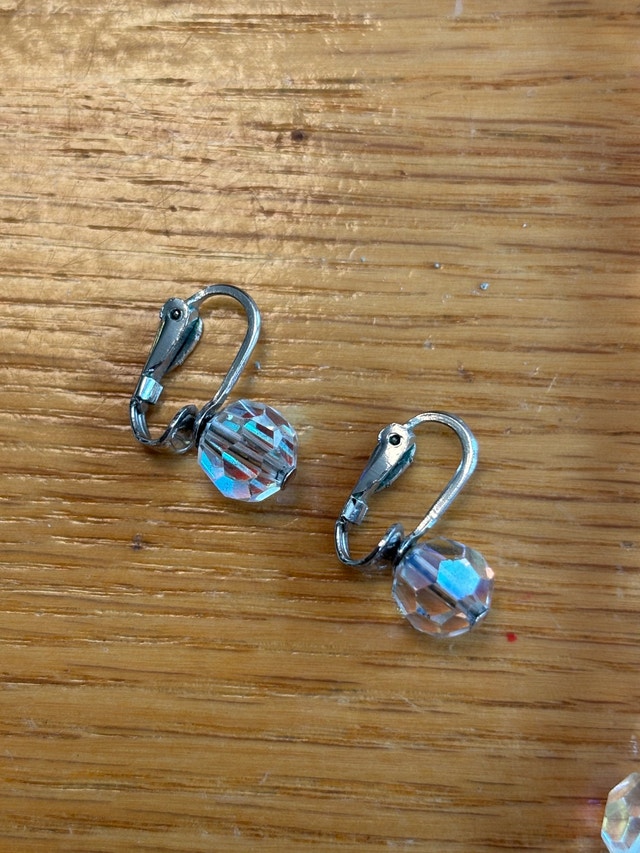 Vintage Aurora Borealis Necklace Earrings Clip-On Crystal - photo 4
