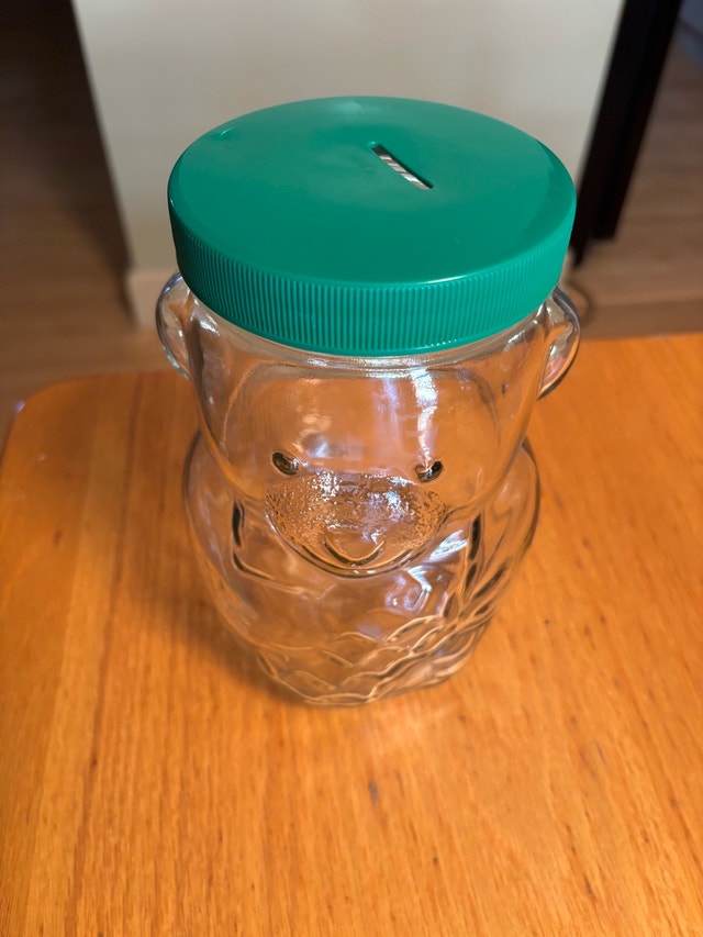 Kraft Peanut Butter Glass Jar Bank Papa Bear w/ Large Peanut - photo 2