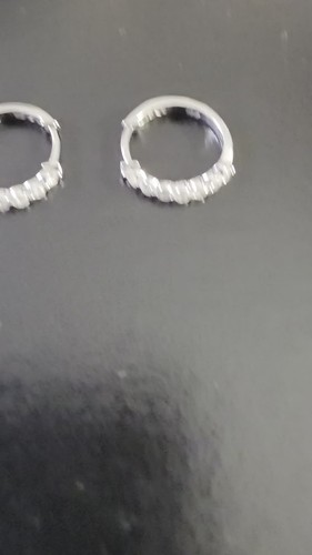 18k White Gold Tiny 2.5 cm Hoop Huggie Diamond Earrings - photo 2