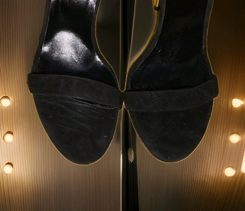 Versace Gold Medusa Chunky Ankle Chain Black Suede Heels 41 - photo 3