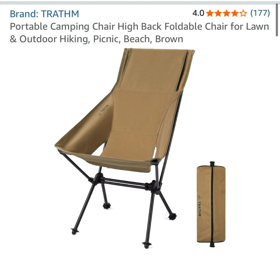 TRATHM High Back Folding Camping Chair with Carry Bag - photo 2