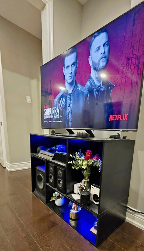 Modern Adjustable TV Stand / Entertainment Center – Black
