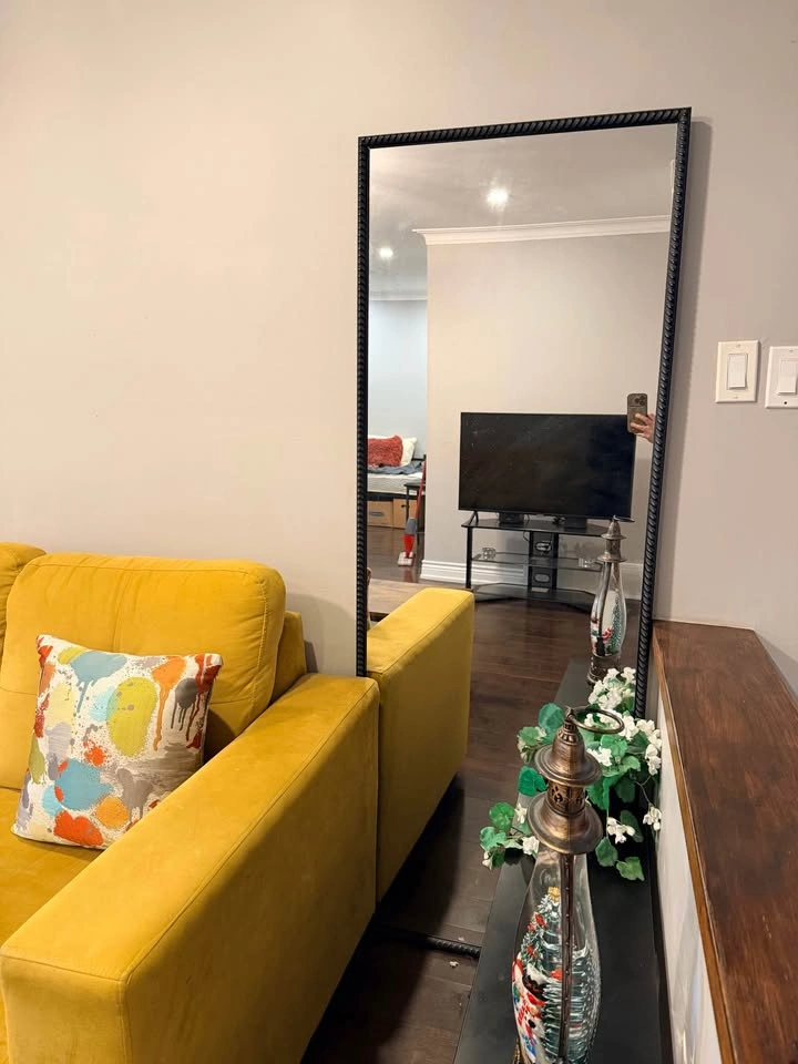 Modern Yellow Sectional Sofa + Rustic Coffee Table - photo 3