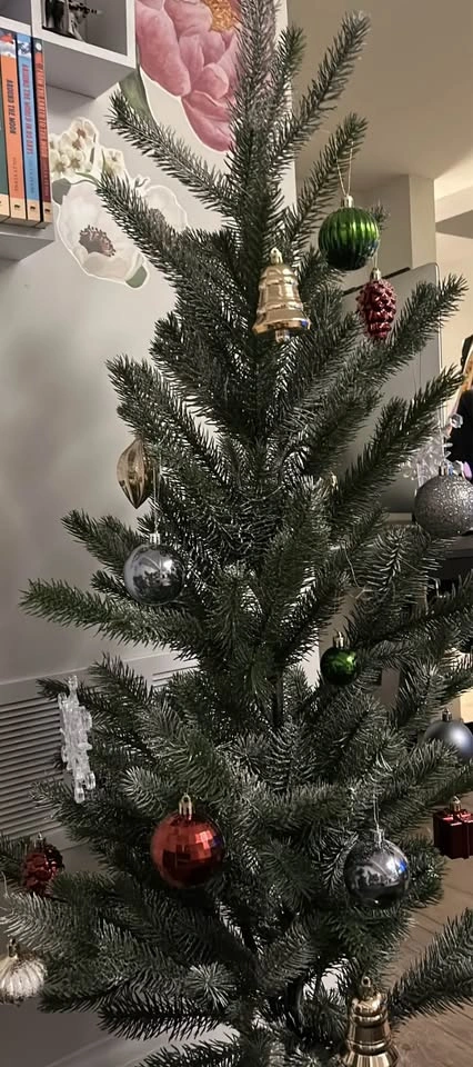Christmas Tree with Ornaments and String Lights - photo 2