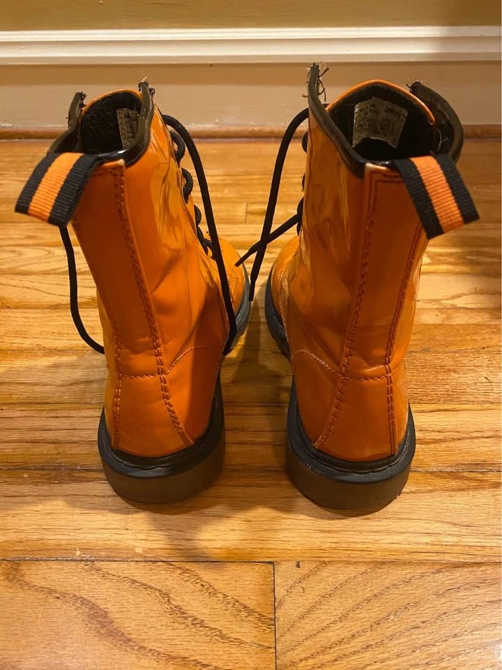 No Boundaries Shiny Orange Combat Boots "Natasha" Size 7 - photo 4