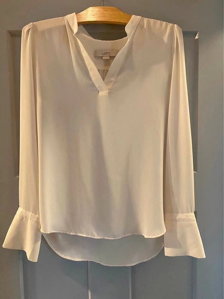 Loft long-sleeve cream blouse, size XS/S