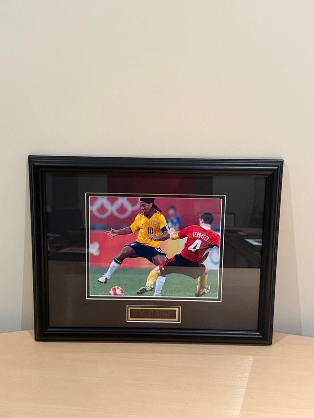 Ronaldinho Framed Action Brazil National Team Photograph