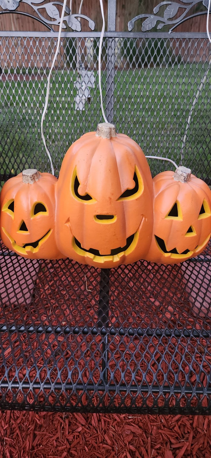 3 light up plastic blow mold pumpkins HALLOWEEN - photo 2