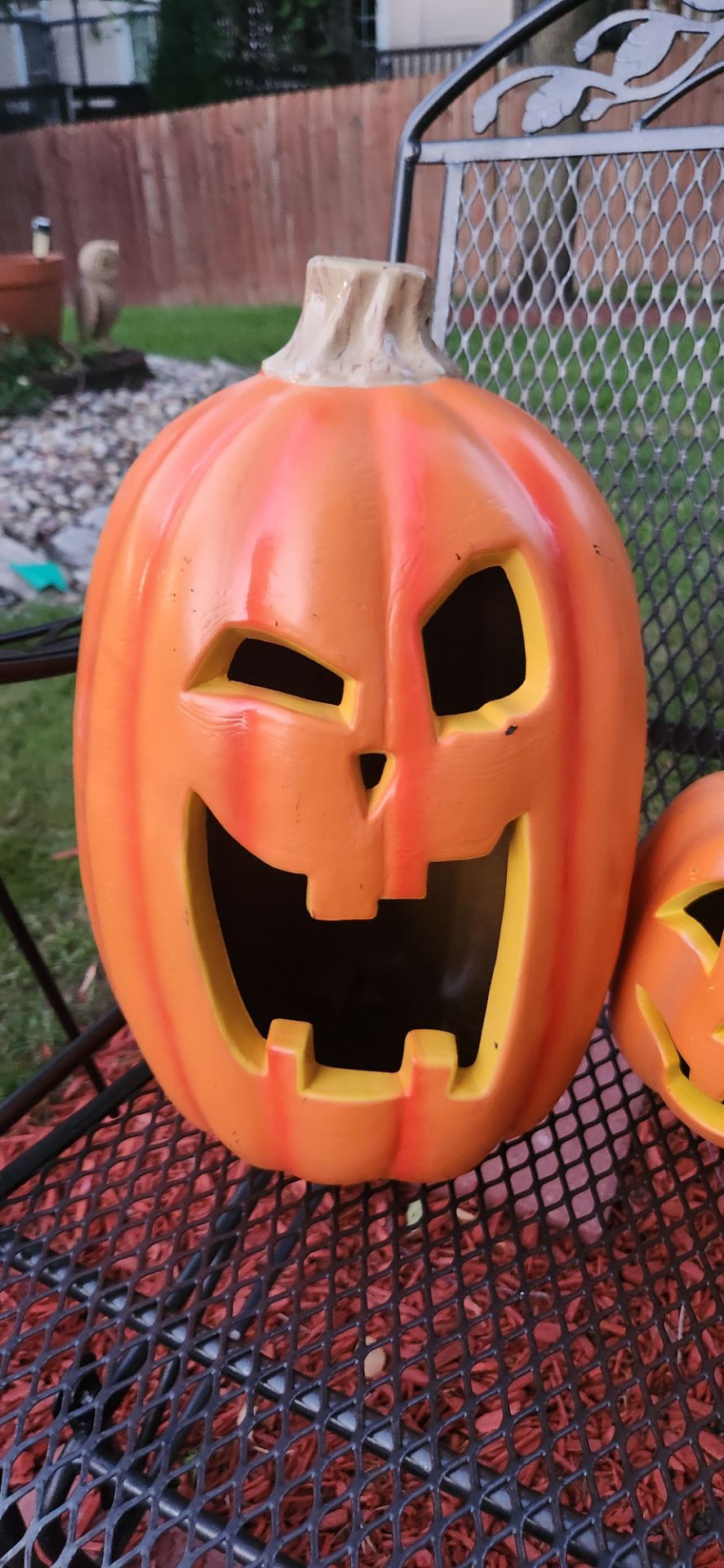 3 light up plastic blow mold pumpkins HALLOWEEN - photo 3