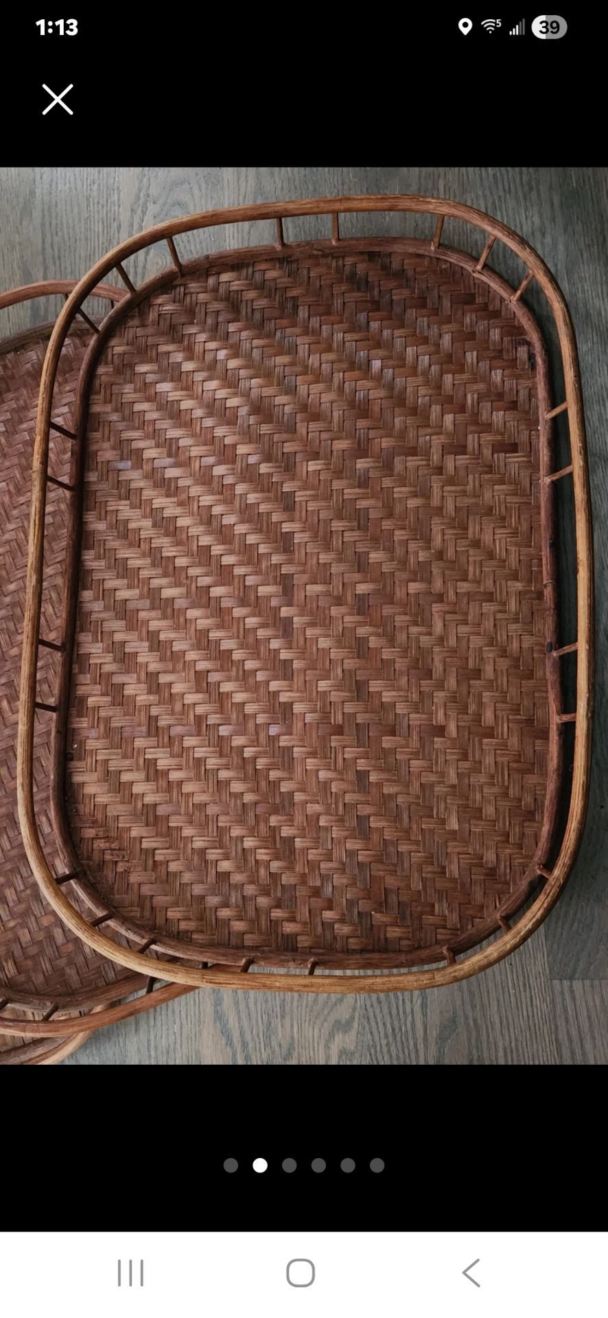 Set of 3 bamboo wicker wood trays - photo 2