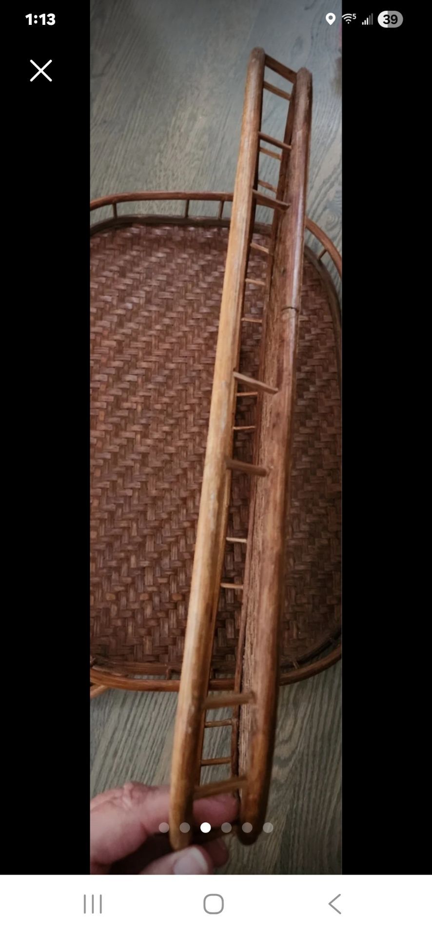 Set of 3 bamboo wicker wood trays - photo 3