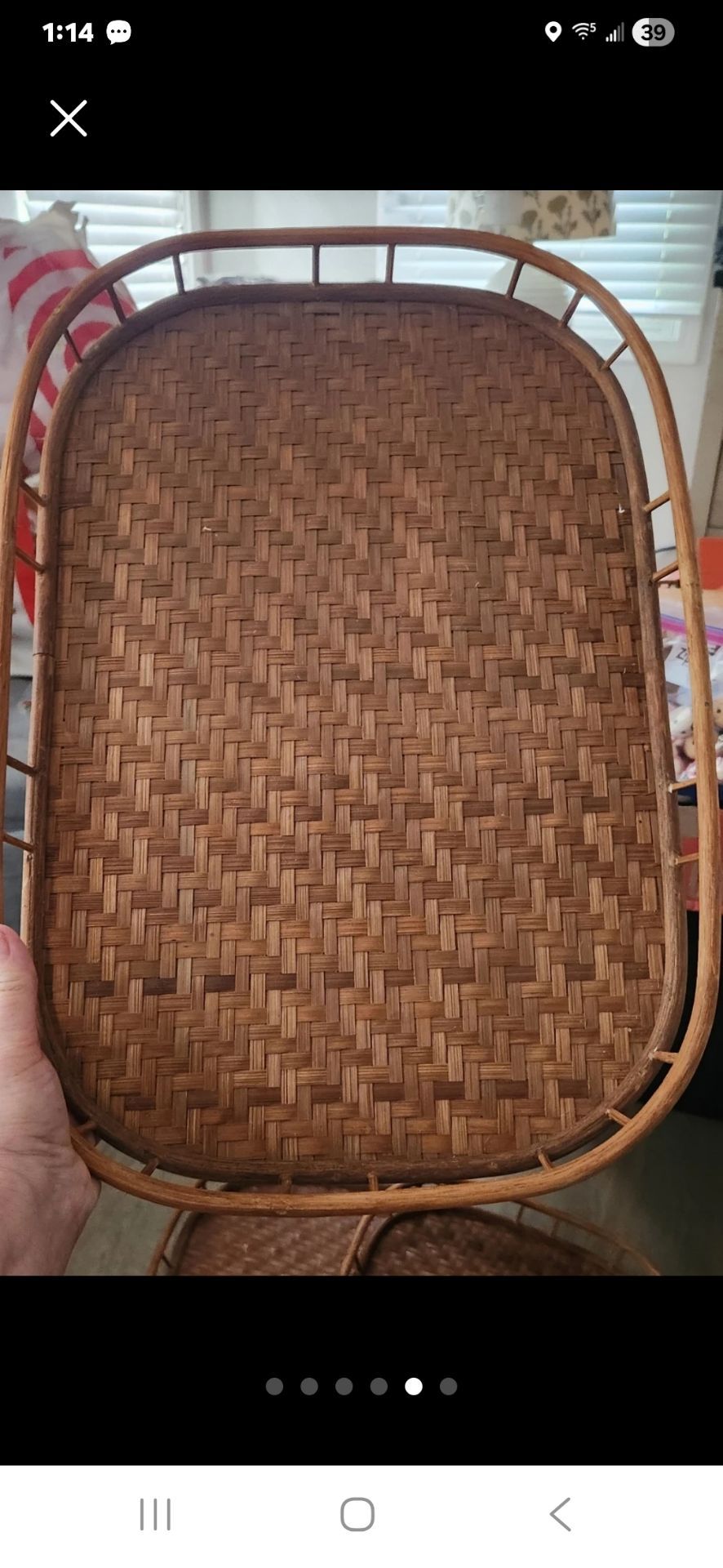 Set of 3 bamboo wicker wood trays - photo 5
