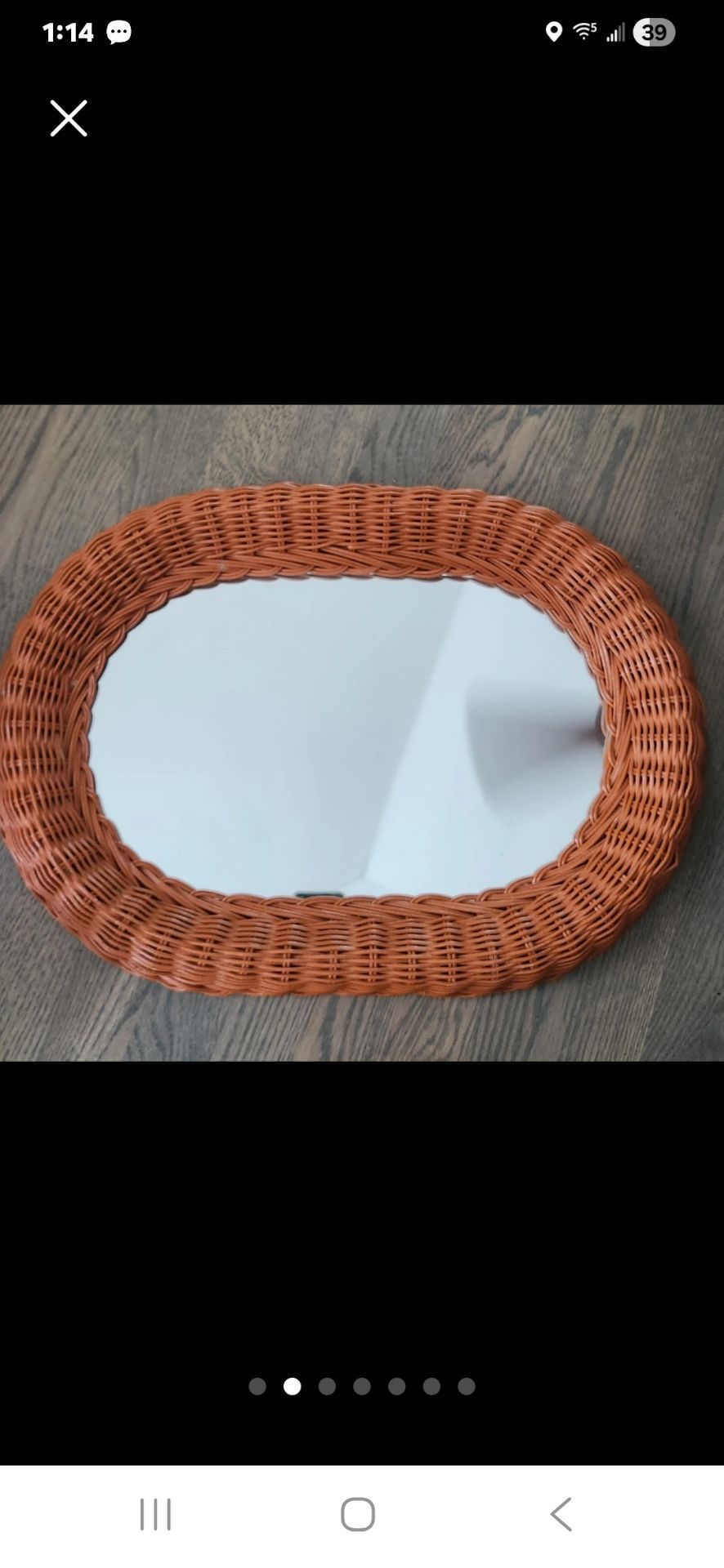Vtg woven Wicker Oval Mirror - photo 2