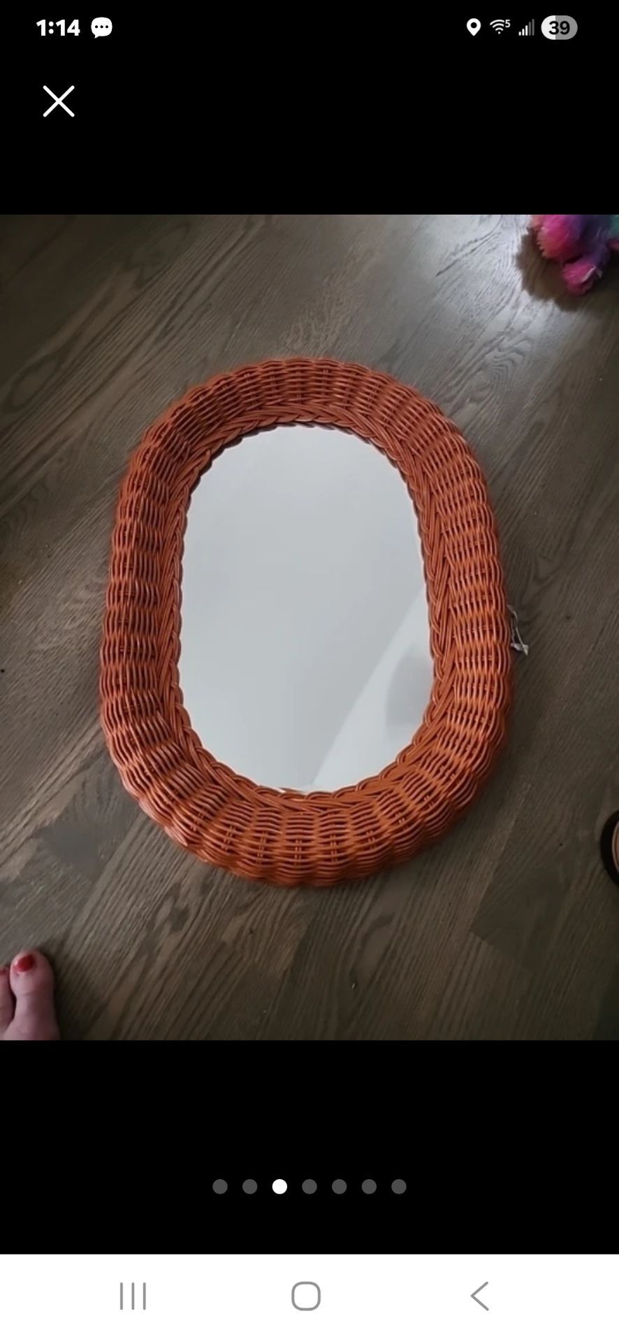 Vtg woven Wicker Oval Mirror - photo 3