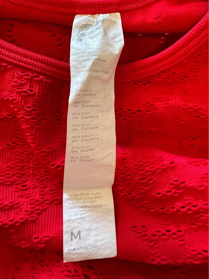 Womens Fabletics Red Flora Seamless Cropped Long-Sleeve Top - photo 3