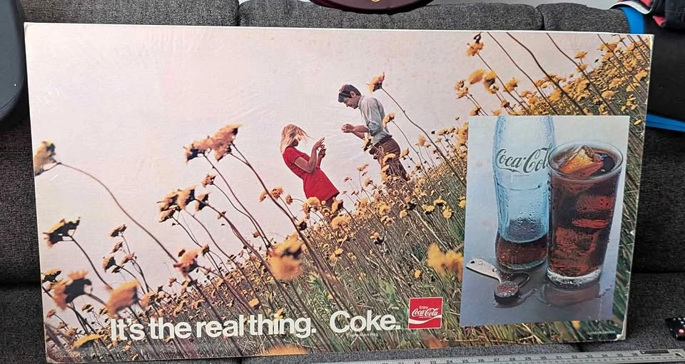 1972 Coca Cola Double Sided cardboard 36 x 20