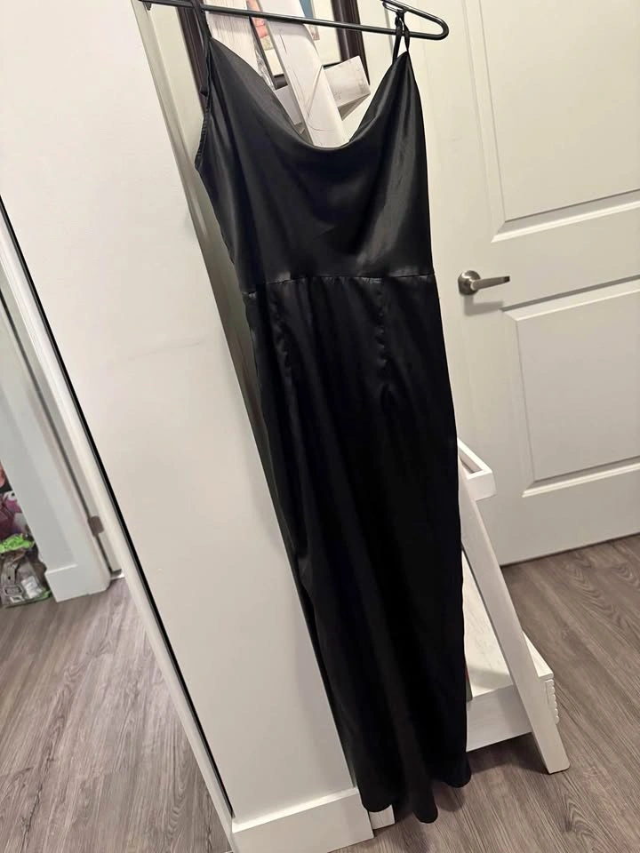 Satin black slim fit Shein dress