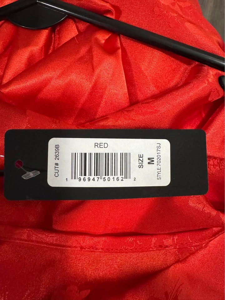 Bebe brand never worn red satin floral dress size medium - photo 4