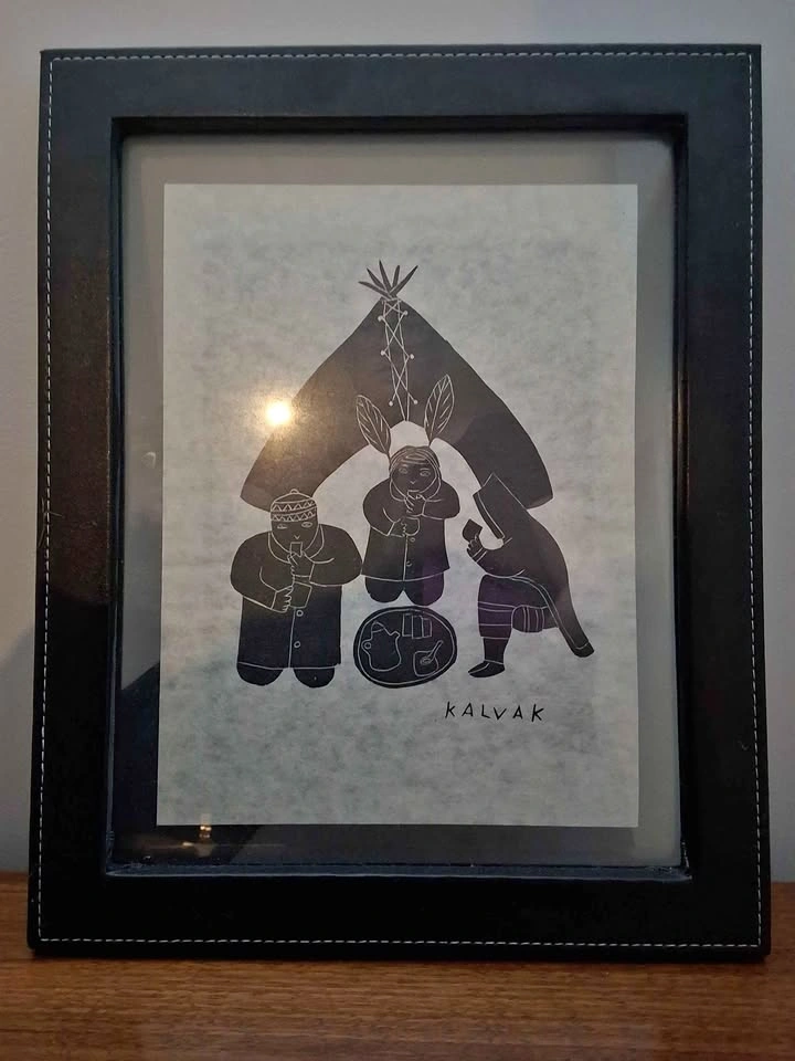 Vintage Helen Kalvak Inuit Art Framed Print – "Holman NWT"