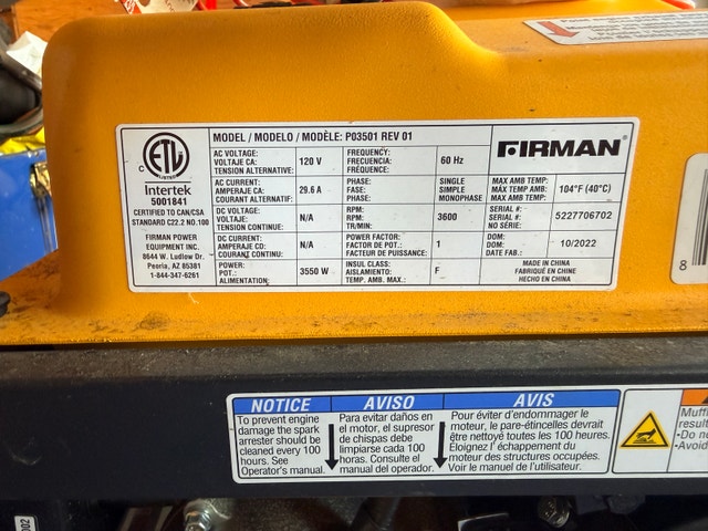 FIRMAN 4450W Portable Generator (3550 Running Watts) - photo 3