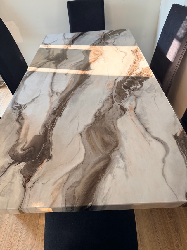 Like New Vega 7-Piece Faux Marble Dining Set - photo 2
