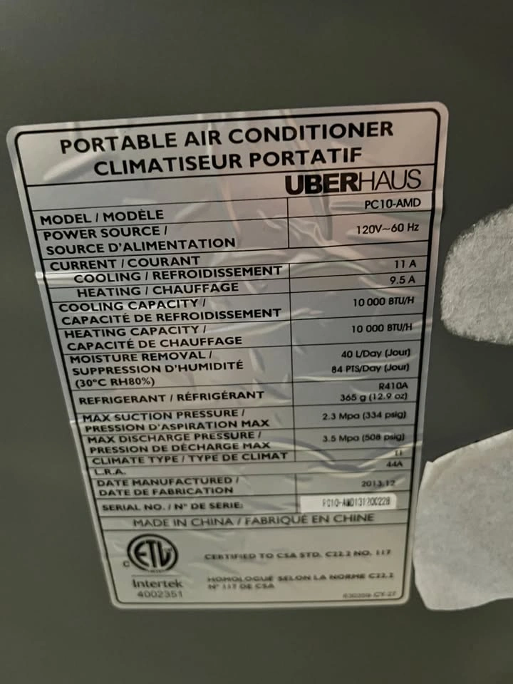 Uberhaus Portable AC 10000 BTU - photo 3