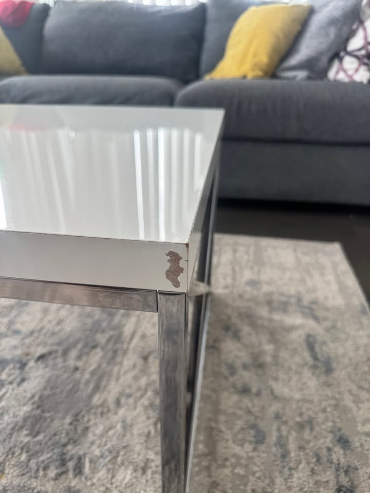 Harper 44" Modern Coffee Table – White/Chrome - photo 4