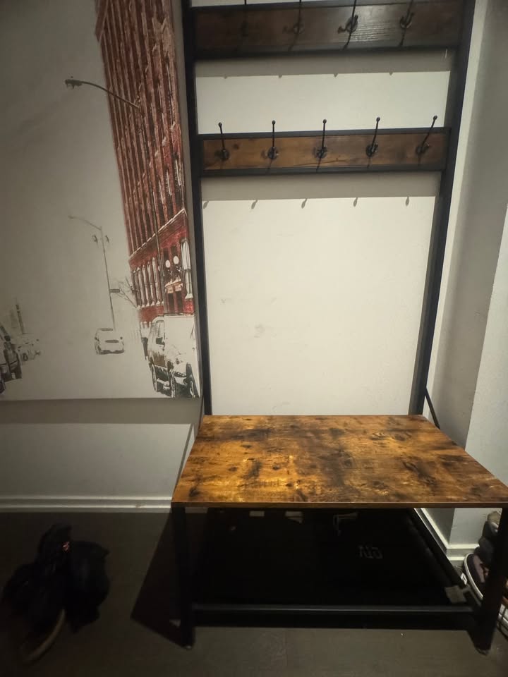 Rustic Hall Tree with Bench and Hooks – $75 (Excellent) - photo 2
