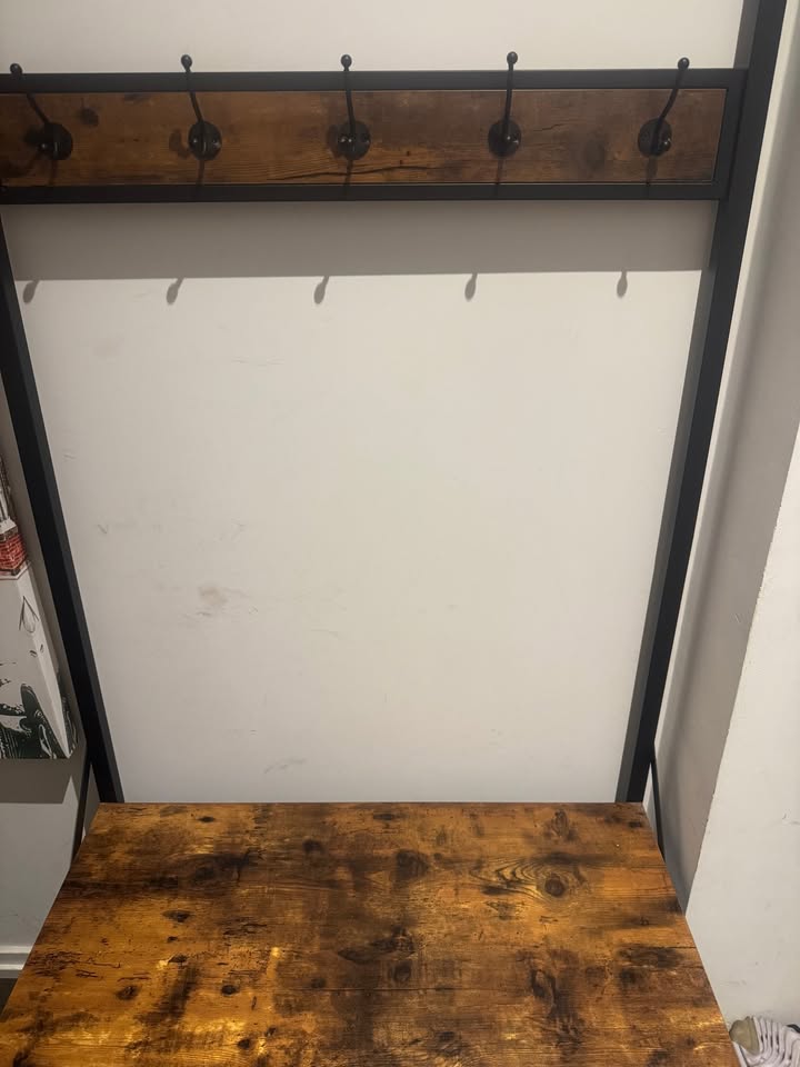 Rustic Hall Tree with Bench and Hooks – $75 (Excellent) - photo 3
