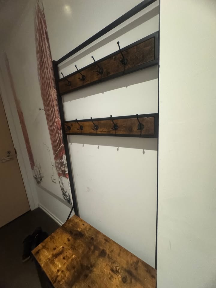 Rustic Hall Tree with Bench and Hooks – $75 (Excellent) - photo 4