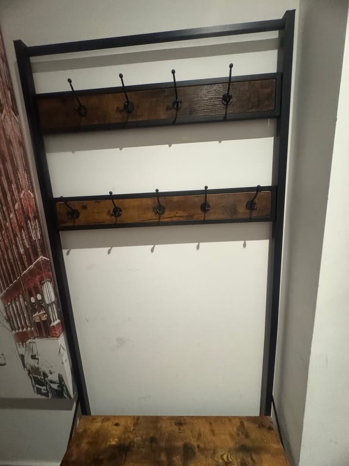 Rustic Hall Tree with Bench and Hooks – $75 (Excellent) - photo 5