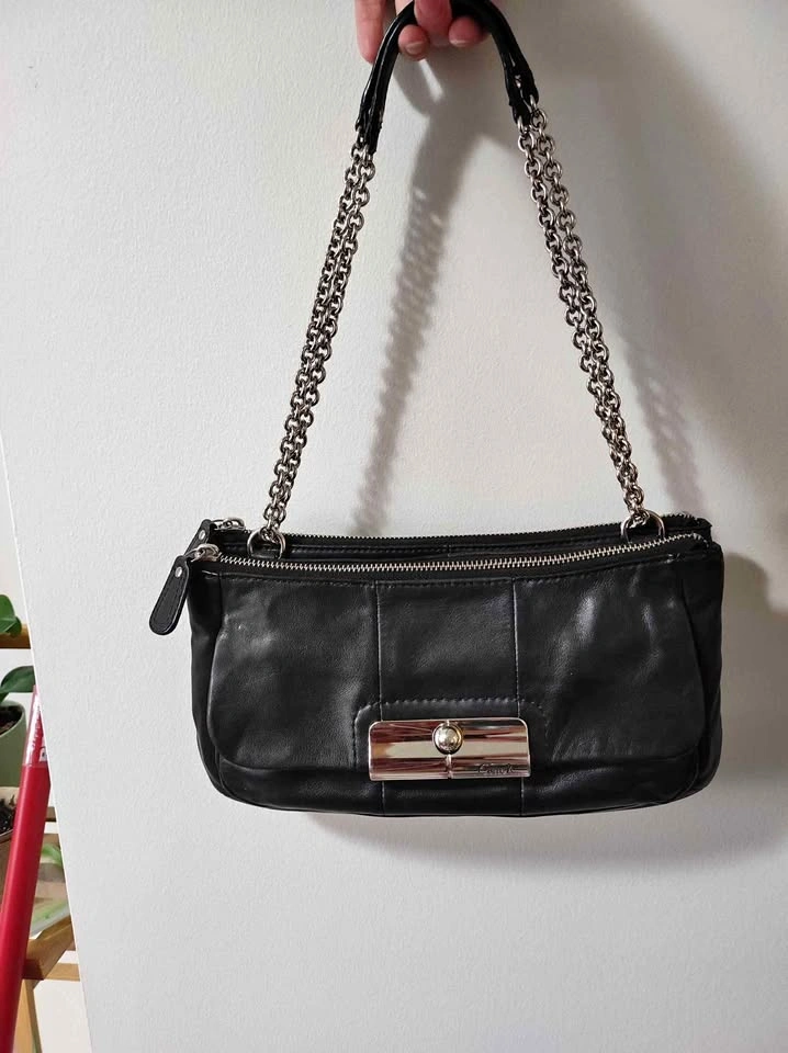 Coach Kristin Willow Black Leather Crossbody Bag