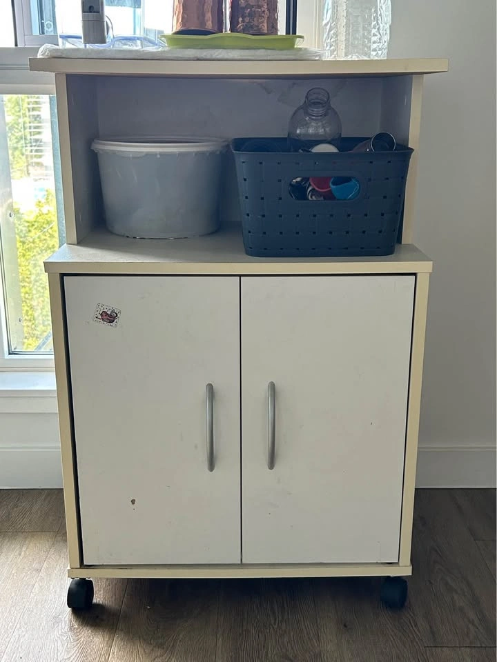 White Rolling Kitchen Utility Cabinet - photo 2