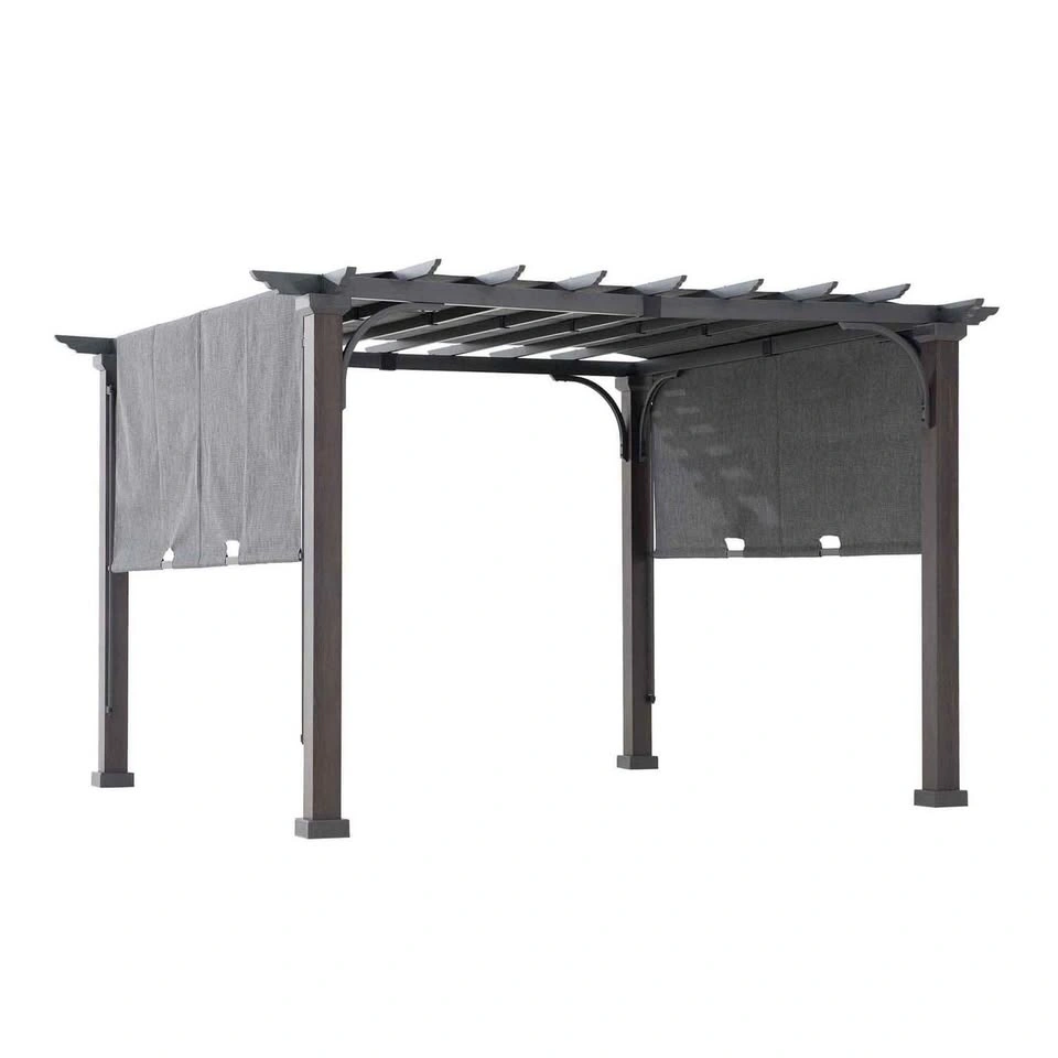 HOMETRENDS 8 ft. x 10 ft. Steel Sling Top Pergola, Dark Grey - photo 2
