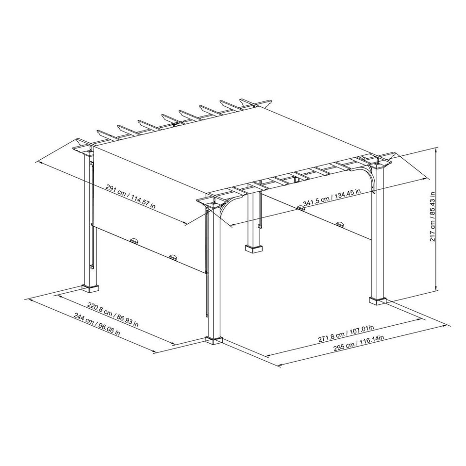 HOMETRENDS 8 ft. x 10 ft. Steel Sling Top Pergola, Dark Grey - photo 3